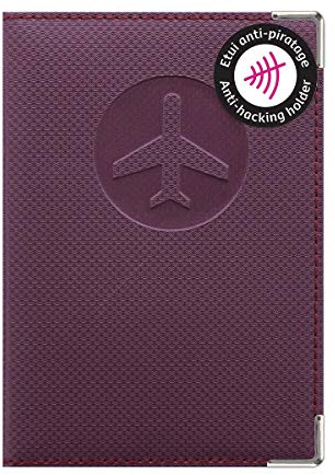 Color Pop - Protector de pasaporte RFID antipiratería - Fabricación francesa - Protección de datos personales - Funda para pasaporte PVC - Seguridad Viaje - 13,4 x 9,6 cm, ciruela, 13,4 x 9,6 x 0,4 cm