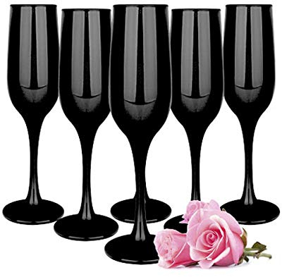 Sendez - 6 calici da spumante, 200 ml, colore: nero