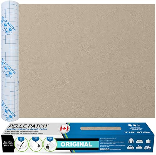Pelle Patch - Cuero adhesivo para tapizar - Disponible en 25 colores - Original 43cm x 152cm - Crema