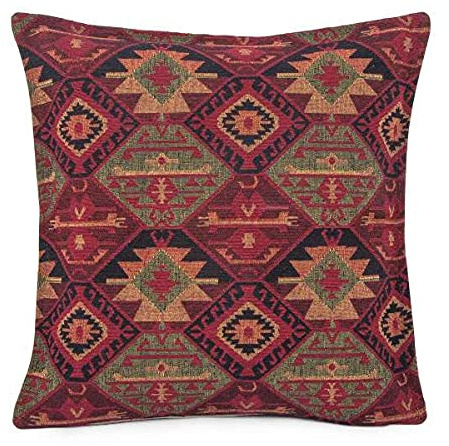 Hand-woven Kilim Cushion Cover Turkish Moroccan Style Traditional Vintage Cushion Cover Authentic Maroon Design 45cm x 45cm