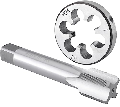 Burkit M24 x 1 Gewindebohrer und Schneideisen Set Rechtshänder, M24 x 1,0 Maschinengewindebohrer und runde Schneideisen