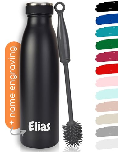 Milu® Trinkflasche mit Gravur personalisiert - als Geschenk-Idee Ostern, Vatertag, Muttertag, Weihnachten, Einschulung, Liebesgeschenk, Geburtstag, Frauen und Männer Mama Papa Kinder (350ml + Gravur)