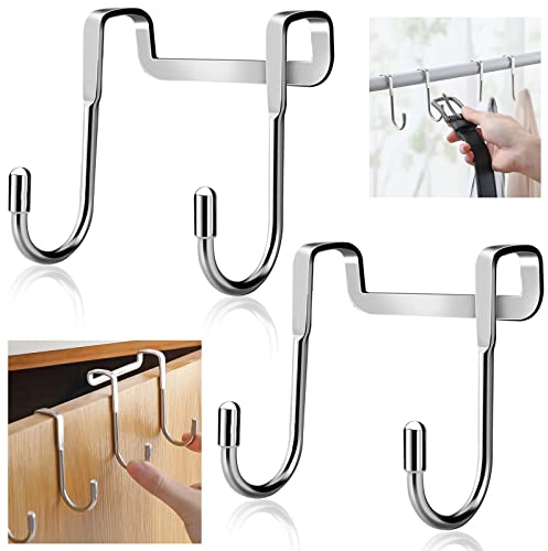 NORSON-NADISHA 2 Stück Türhaken Doppelhaken Edelstahl Schrankhaken Ohne Bohren Haken, Dusche Türhaken Kleiderhaken Doppelhaken Türhänger Haken für Küche Badezimmer Wohnzimmer