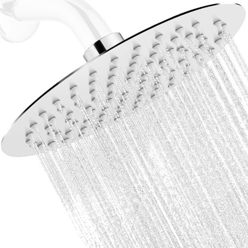 Midanya Pommeau de douche rond en acier inoxydable haute pression cascade grand pommeau de douche à effet pluie ultra fin, chrome poli 15,2 cm