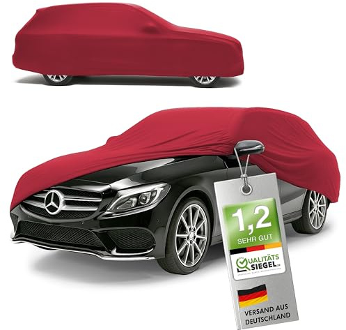 WALSER Premium Housse de Voiture d’intérieur - Protection complète, Tissu élastique et Respirant, Anti-poussière, Doublure Douce, Ajustement serré, Indoor Stretch Plus, Taille 5 Break Rouge