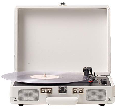 Giradischi Portatile per Valigia con Altoparlante Stereo, Giradischi per Valigia in Vinile con Trasmissione a Cinghia a 3 velocità, Supporto Registrazione da 7/10/12 Pollici, Uscita Audio RCA, in