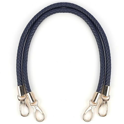 WANYI 2 Stück Taschenhenkel Leder 60CM Geflochtene Taschengriffe Taschenbügel Schultergurt Ersatzgriff für Tasche Umhängetaschen DIY Accessoire für Handtaschen mit 2 Karabinerhaken (Marineblau)