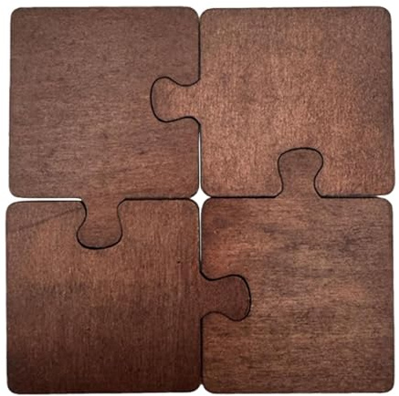 Gralara 4 sous-verres en bois, Puzzle en bois, tasse à thé, sous-verres à boissons, puzzles réutilisables pour la cuisine