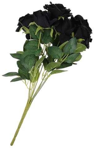 TVIVID 10 Stück schwarze Rosen künstliche Blumen Rosenstrauß Rosen echter Brautstrauß Hochzeit Party Heimdekoration Stil 2