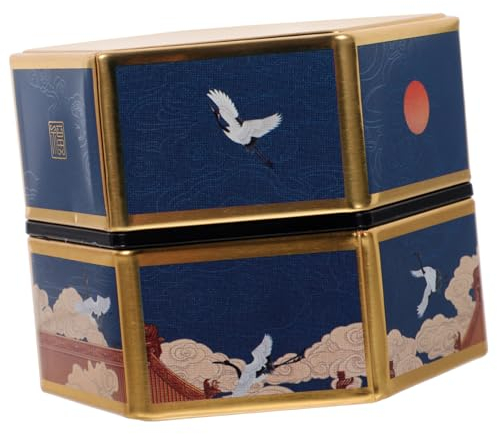 FELTECHELECTR Hojalata Lata Hermética Pequeña Caja Metálica Para Té y Dulces Estilo Chino Envase Multifuncional Resistente y Decorativo Para Cocina y Oficina