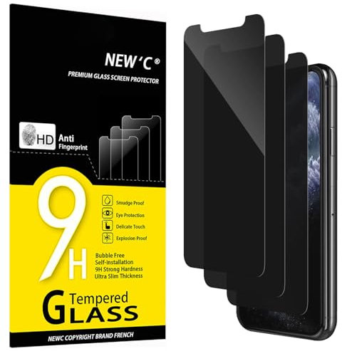 NEW'C 3 Pack Privacy for iPhone 11 Pro, iPhone X, iPhone XS Screen Protector (5.8), Enhanced 28-Degree Privacy Angle, Ultra Durable 9H Hardness, Bubble-Free