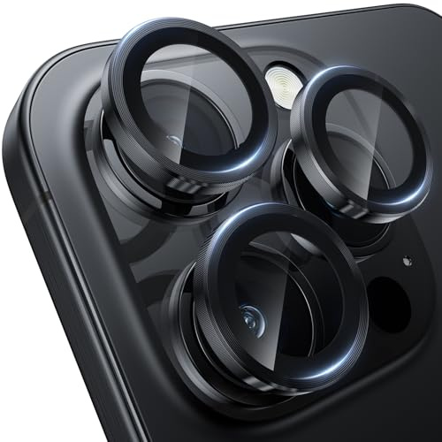 WSKEN Per protezione fotocamera da iPhone 16 Pro Max /16 Pro, durezza 9H, antigraffio, senza bolle, fotocamera HD temprata, vetro metallico, protezione schermo in vetro temperato
