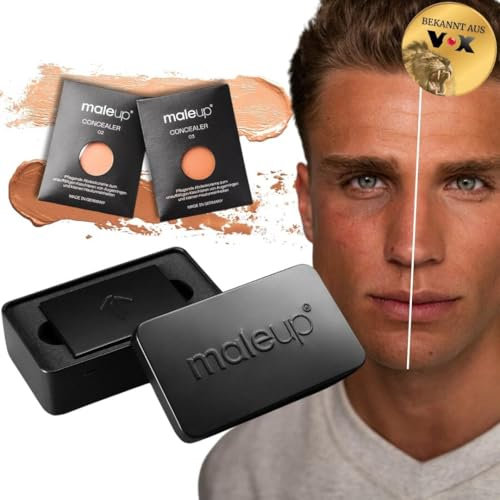 MaleUp – Concealer Bundle – Dunkel – 2er-Set für Männer – Kaschiert Augenringe & Hautunebenheiten – Natürliches Make-up – Feuchtigkeitsspendend – Hält über 150 Tage – Perfekte Deckkraft & Pflege