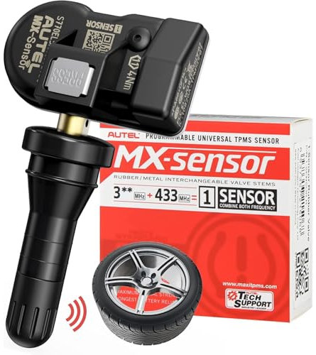 Autel TPMS Sensore 1-Sensore, MX-Sensore Doppia Frequenza, Sensore Pneumatico Programmabile al 100%, Funziona con Strumento TPMS TS408S TS501 PRO TS508WF TS601 (Comunicato Stampa, Valvola in Gomma)
