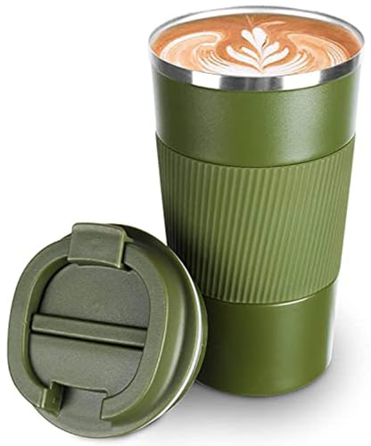 SCJHMY Thermobecher- Isolierbecher, Edelstahl Travel Mug, Vakuum auslaufsicher Reisebecher mit Deckel, Autobecher, doppelwandig isoliert für Wasser und Tee, Kaffee-to-go Becher Grün 510ml