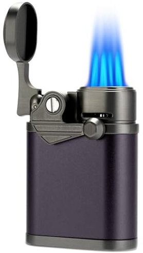 DGHNBMGNG Encendedor de Metal Jet de una Sola Llama, Encendedor de antorcha, Encendedor de Gas butano a Prueba de Viento, Llama Ajustable y Encendedor de Metal Recargable (butano no Incluido)(Purple)