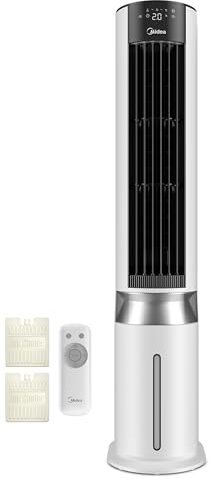 Midea 7L 3-in-1 Air Cooler, Ultra Quiet, Sensicool Energy Saving, 6 Speeds & 5 Modes, 12H Timer, Detachable Filter, LED Display & Remote Control, AC Powered Tower Fan & Air Conditioner for Home & Work