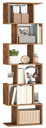 VASAGLE Bookshelf, 6-Tier Bookcase, 24 x 40 x 191 cm, Room Divider, Cube Display Shelf, Freestanding Storage Shelf, for Living room, Bedroom, Office, Rustic Brown CUSTOS Collection LBC461K01