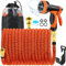 BoriYa Hose Pipe - Upgraded Expandable Garden Hoses 50ft 15m,Stretchy Hosepipe with Spray Gun,Expanding No-Kink Magic Hose with Metal Connectors,Flexible Water Hos for Garden,Pet & Car Washing,Cleaing