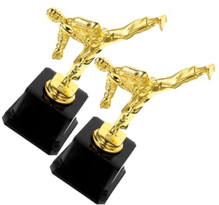 TOYANDONA Coppa di Competizione Marziale in Plastica Resistente, Set da 2 Pezzi Design Statua Creativa, Premio Educativo per Scuole e Cerimonie di Premiazione