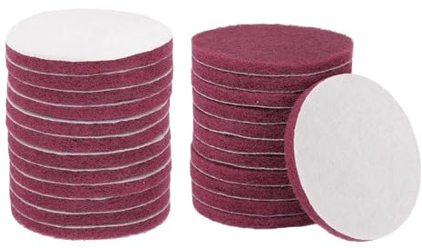 sourcing map 24pcs Scrubber Scouring Pads 400 Grits 5 Inch Drill Power Brush Hoop and Loop Surface Conditioning Disc Drill Scuffing Disc Scrub Pads for Home Kitchen Cleaning, Red