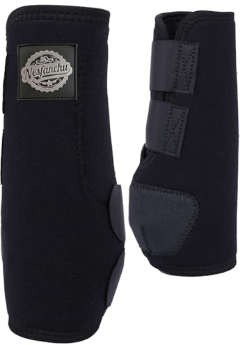 Sports Medicine Horse Boots,Nesfanchu Protective Boot for Horses,Protection & Shock Absorber,Suitable for Jump Training & Trails,2 Pack Breathable Material Design (Black, Medium)