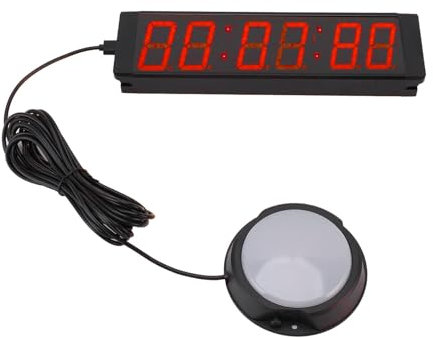 Fockety Orologio de gara, orologio de gara a LED de 1,5 pollici a 6 cifre con telecomando, conto alla rovescia/incremento e cronometro, 12/24 ore per eventi di corsa, riunioni