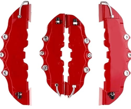 4 pezzi 3D copri pinza freno a disco per auto, copri freno rosso, kit di accessori anteriori e posteriori rossi, adatti per cerchi da 18-24 pollici
