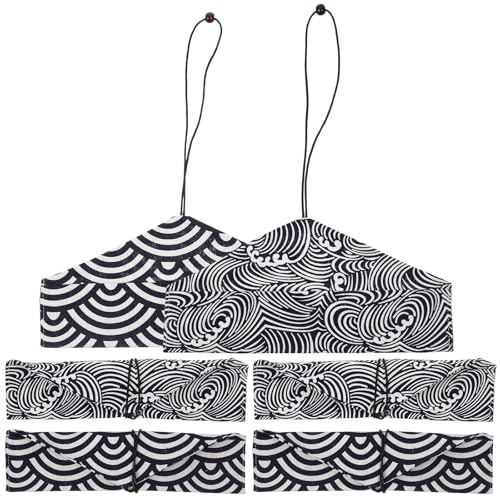UTHCLO Set 6 Sacchetti per Bacchette Stile Giapponese in Cotone e Lino Porta Posate Riutilizzabile Tasca per Sushi Barbecue e Viaggi