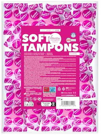 LOOVARA Soft Tampons NORMAL – 40 stycken – Mjuka och flexibla tamponger utan uttagssnöre – För vardag, sport, bastu, resor & intimitet – Mjukt material för optimal komfort