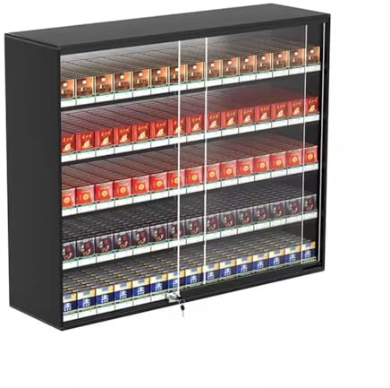 Vitrine murale pour cigarettes avec serrure de porte coulissante et poussoir automatique