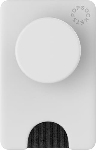 PopSockets Portefeuille avec Poignée Extensible pour Téléphone, Porte-Cartes, PopWallet Solide - Blanc Noir