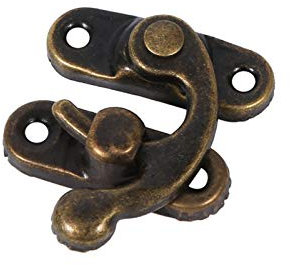 Antique Latch Hasp, 12X Regalo di gioielli decorativi Vino Scatola di legno Antique Right Latch Hook Hasp con 48 viti, chiusura scatola legno, Serratura Antica(Gancio Destro-Bronzo)