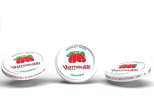 BOTTIGLIERI CASALINGHI Capsule per barattoli di vetro Decoro Pomodoro 100 pezzi 63 mm Triplo strato di mastice
