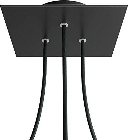 creative cables - Quadratisches 3-Loch und 4 Seitenlöchern Lampenbaldachin, Rose-One-Abdeckung, 200 mm - Mattweiß, Weiß