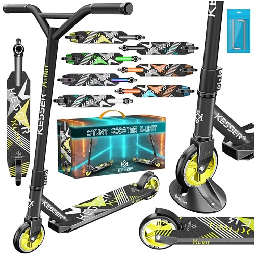 KESSER® Trottinette Freestyle | Trottinette Freestyle X-Limit | Direction à 360° | Roulements à Billes ABEC 9 de 100 mm | Roues en polyuréthane | Robuste | Anthracite
