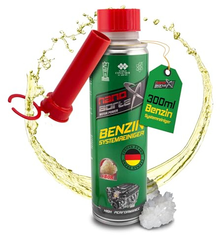 NanoBorTeX Speed Tec Benzin Additiv - verringert Spritverbrauch, erhöht Motorleistung mit Oktan Booster & Systemreiniger - BOR und Nano-Technologie für stärkere Motoren - 300ml für 50L Kraftstoff