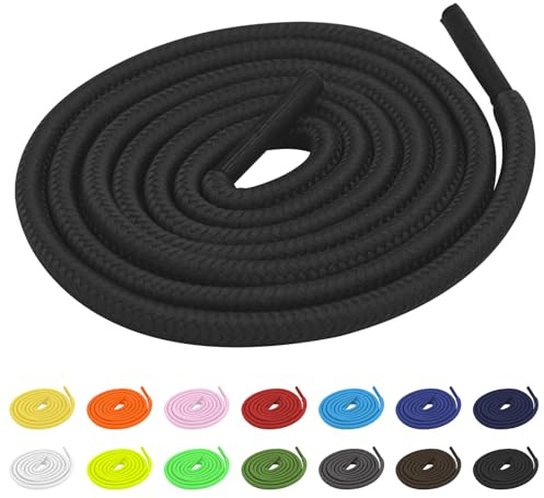 TBOC Lacci Laccetti Stringhe Tondi Nero Laccio [140 cm] Scarpe Sneakers Scarponi Compatibile con Timberland Nike Air Force Jordan Dr Martens Adidas Converse Bambini Adulti Trekking