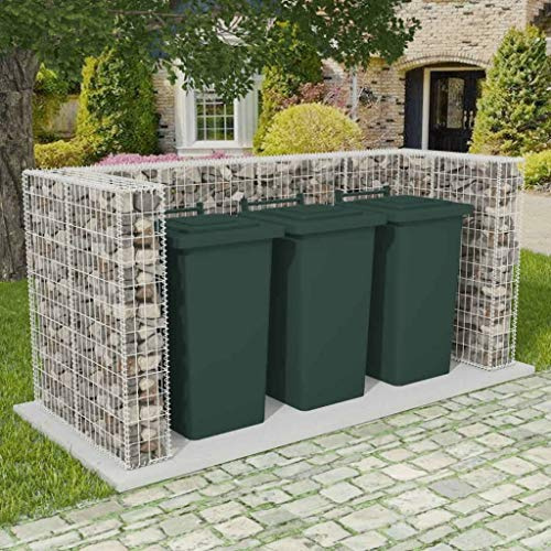 WIFESE Gabionen Mülltonnenverkleidung für 3 Tonne 250x100x120cm Gabionenwand Steinkorb Gabionen Gabionenkorb Gabionen Zaun Steingabionen Gabionenkörbe Gabionensäule Verzinkter Stahl