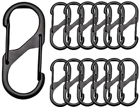 S Karabiner, 12 Stück Metall Doppelkarabiner, S Förmiger Doppel Karabiner Schlüsselanhänge 40 * 18mm, Aluminiumlegierung Karabinerhaken für Haushalt Wandern für Outdoor Camping Wandern Angeln Reisen