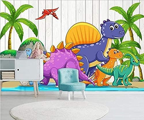 Dinosaurio Palmera Papel Pintado Mural 3D Dormitorio Infantil Papel Pintado 3D Papel De Contacto De Decoración Fotomural Dormitorio Sala De Estar Pared Pintado Papel Tapiz No Tejido-430cm×300cm