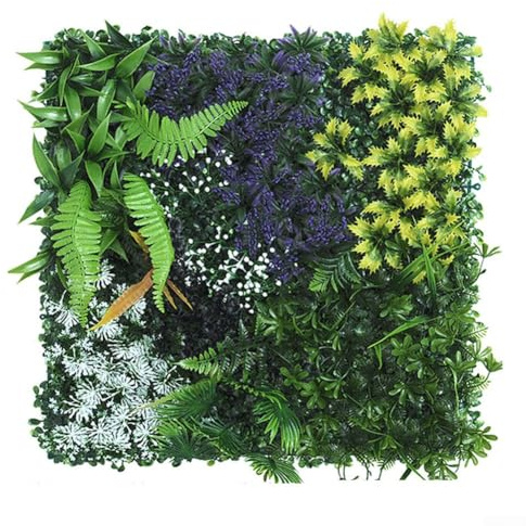 FUBESK Panneaux muraux artificiels, feuilles vertes et topiaires, fougères mélangées, arbustes, herbe, clôture, décoration d'intérieur et de jardin (1#)