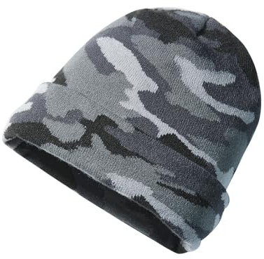 Scheibler Winter-Mütze Herren - Moderne Strick-Mütze Herren im Camouflage Style - Beanie Herren mit Krempe - wärmende Arbeitsmütze maschinenwaschbar