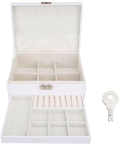 KIVIQ Uhrenorganisator 2-lagige Schmuck-Aufbewahrungsbox, Uhren-Aufbewahrungsboxen, großes Fassungsvermögen, dekorative Schmucktruhen