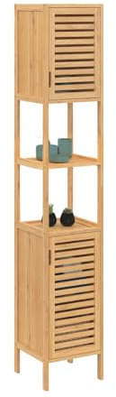 IDMarket - Meuble Colonne Salle de Bain Bambou BEA 2 Portes