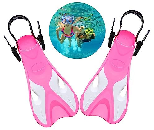 Jorzer Trainingsflossen zum Schwimmen Kinder Schwimmflossen Kurze schwimmende Trainingsflossen Kinder Tauchzubehör Rosa EU Größe 30 35 1 Paar