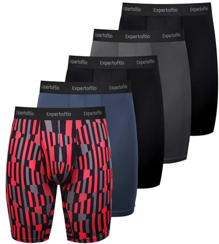 Expertoftio Largos Calzoncillos Deportivos para Hombre, Ropa Interior Funcional, Pack de 5, Deportiva Pantalones Cortos de Compresión con Apertura para Hombres