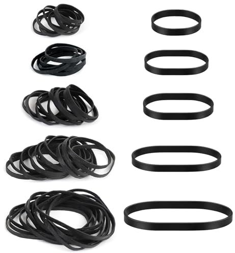 100pcs Black Rubber Bands 5 Sizes Heavy-Duty Thick Rubber Band Assorted Wide Elastic Band for Litter Box File Folder Camping Hiking Home School Office Supplies-0.9/1.5/2.1/2.6/3.1IN