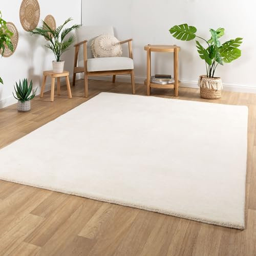 Steffensmeier Gabbeh Teppich Sali | 100% Neuseeland Schurwolle | Handloom | Wohnzimmer | super dicht | Creme, Größe: 120x180 cm