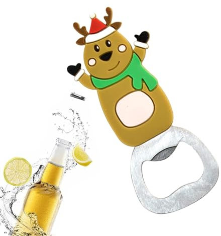puzzlegame Weihnachtsbieröffner | Elch- -Weihnachtsbaum-Weihnachtsmann-Dosenglas-Flaschenöffner-Stanzer | Multifunktions-Werkzeug zum Öffnen von Dosendeckeln aus Edelstahl, Flaschenöffner mit
